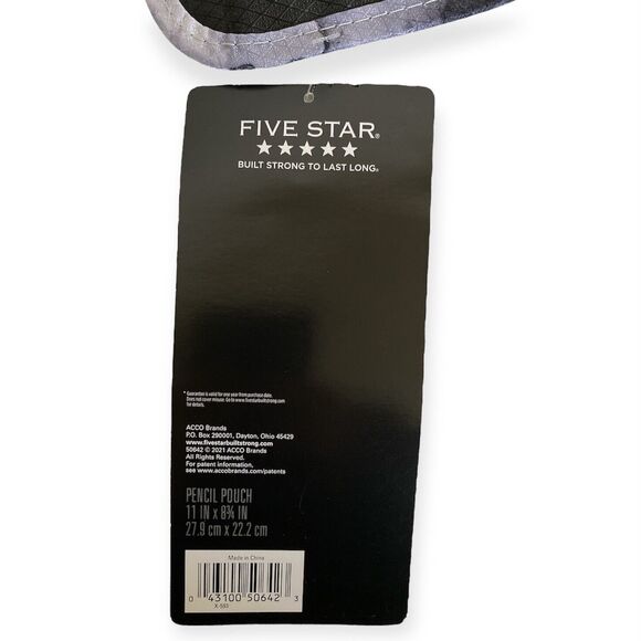 MEAD FIVE STAR Durashield Pen Pencil Pouch for Binder Zippered Black Gray NEW - Picture 3 of 6